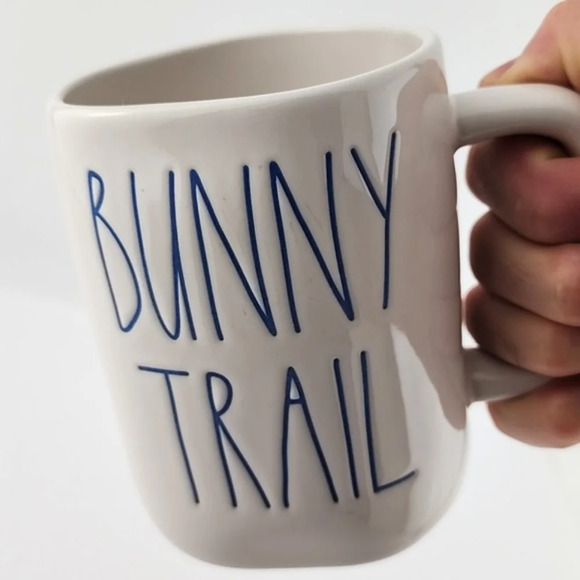 ⭐️2/ $50⭐️ Rae Dunn Artisan Collection White Coffee Mug Large Letter BUNNY TRAIL - Picture 5 of 9